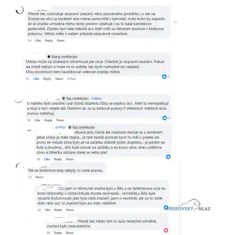 Komentáře k blokovému čištění v Přerově